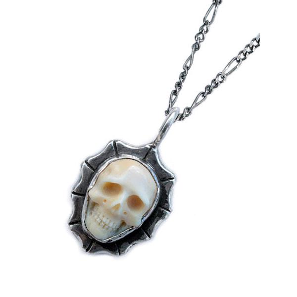 Lee Downey リーダウニー Large Waves Skull Necklace (Mamm...