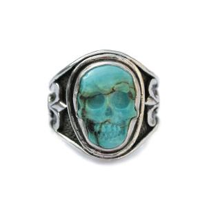 Lee Downey リーダウニー Sculpted Skull Ring - Turquoise / スカル