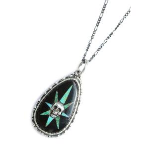 Lee Downey リーダウニー Skull In The Fossil Necklace / スカル ネックレス ペンダント ジェット 化石 ターコイズ ドクロ シルバー メンズ レディース 送料…