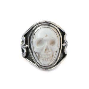 Lee Downey リーダウニー Sculpted Skull Ring - Howlite / スカル リング 指輪 ハウライト 宝石 ドクロ シルバー メンズ レディース 送料無料
