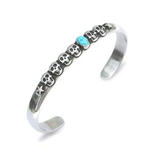 Lee Downey リーダウニー Skull with Star Bangle / スカル スター ブレスレット バングル ターコイズ シルバー ドクロ メンズ レディース 送料無料