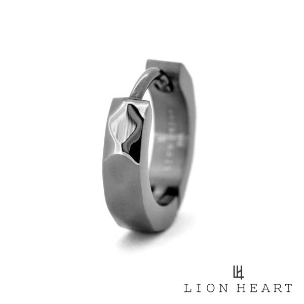 ライオンハート LION HEART カッティングフープピアス / サージカルステンレス ( ブラッ...