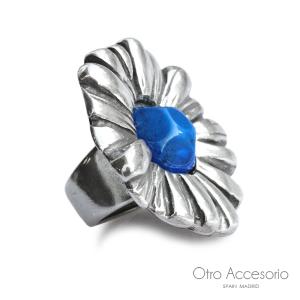 Otro Accesorio オトロ アクセソリオ Blue Flower Ring ブルー フラワー リング 正規品 指輪 指輪 花 シルバーカラー 青 銀色 大きめ プレゼント レディース｜its12midnight