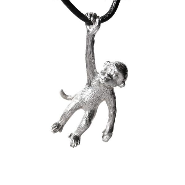 Tiny タイニー さるA ネックレス 正規品 猿 モンキーペンダント シルバー アニマル 革紐 動...