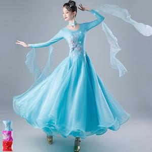 社交ダンス モダンドレス 衣装 大きい裾 豪華な社交ダンスドレス 競技