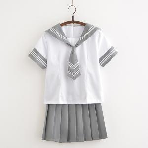 S/M/L/XL/2XL 制服 セーラー服 半袖 ネクタイ付き セーラー服