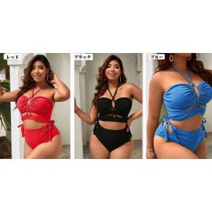 大きいサイズ 水着 無地 ビキニ プラスサイズ...の詳細画像2