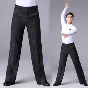 社交ダンスメンズパンツレトロ    ベルベット MP97 ストライプ ベルトループ付き メンズ兼用パンツ ｜社交