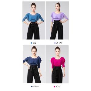ラテンダンス トップス 社交ダンス衣装 トップ...の詳細画像3