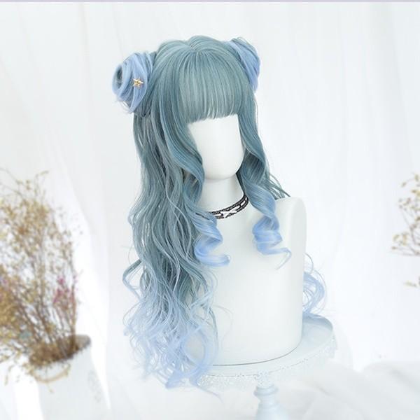 ウイッグ ロリータ 原宿風 Lolita ネット付 コスプレ用 ロング カール 可愛い 小顔効果抜群...