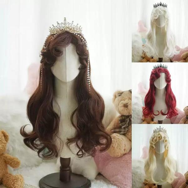 ウィッグ ロング カール ティアラ付き 王女風 姫系 コスプレ ハロウィン 学園祭 文化祭 パーティ...