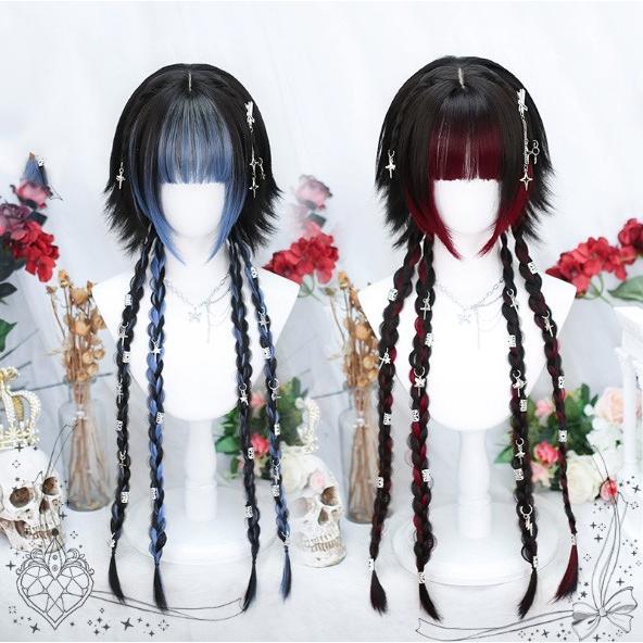 ウィッグ ロング 自然 可愛い フルウィッグ 前髪ぱっつん グラデーション ウルフ 量産型 地雷系 ...