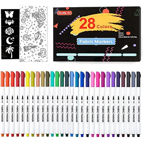 Shuttle Art 布用 ペン 28色セット 布に書けるペン ファブリックマーカー 水性