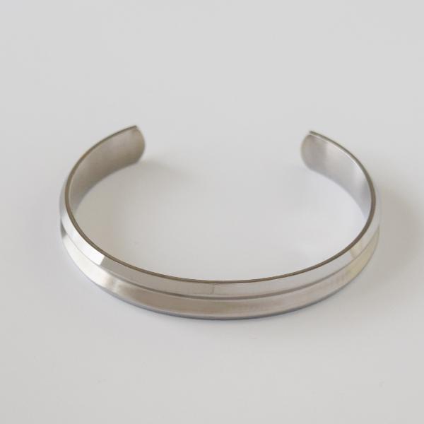 ステンレスダブルソリッドラインバングルシルバー バングル ステンレス シンプル 太め マット シャイ...
