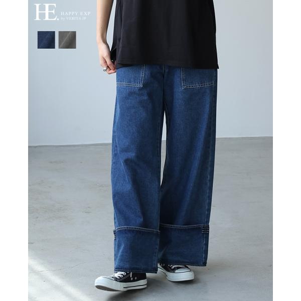 パンツ デニム ジーンズ レディース デニムパンツ ベイカーパンツ ウエストゴム ポケット ボトムス...