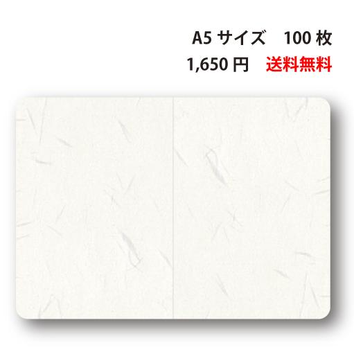 挨拶状カード/案内状カード（A5二つ折り）厚手和紙（てんれい） 100枚 210mm×148mm角丸