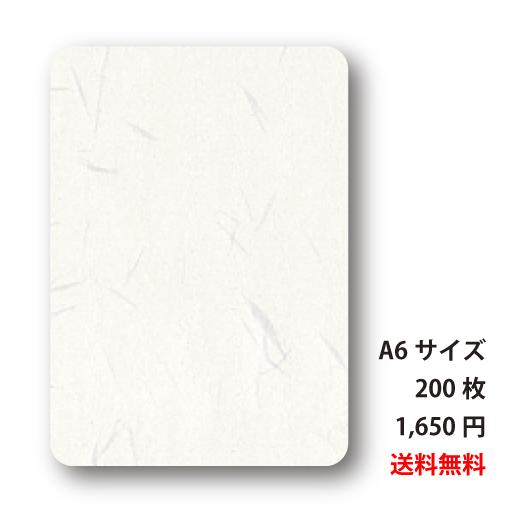挨拶状カード/案内状カード（A6単判）厚手和紙（てんれい）200枚 105mm×148mm角丸