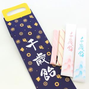 千歳飴 七五三 千歳あめ 2本 紅白 袋 深紺千鳥柄 撮影用