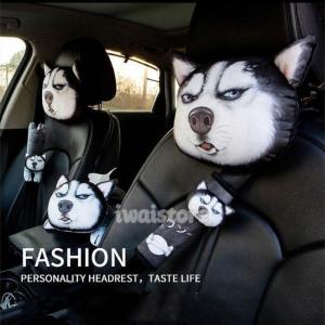 車のヘッドレスト かわいい 犬 猫 3D ソフト枕 ネッククッション