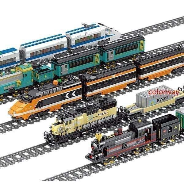 LEGO レゴ互換品 ブロック 電車 列車 鉄道車両 動く 車おもちゃ 循環式レール トレイン レー...
