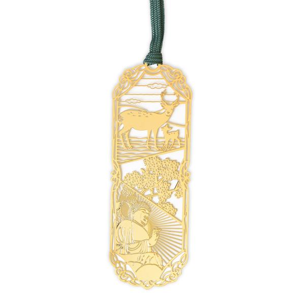 金のしおり「鹿と大仏」