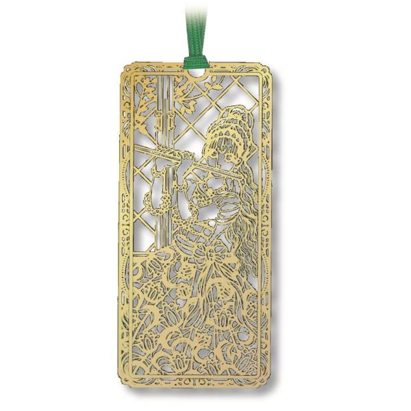 金のしおり「フルートを吹く少女」