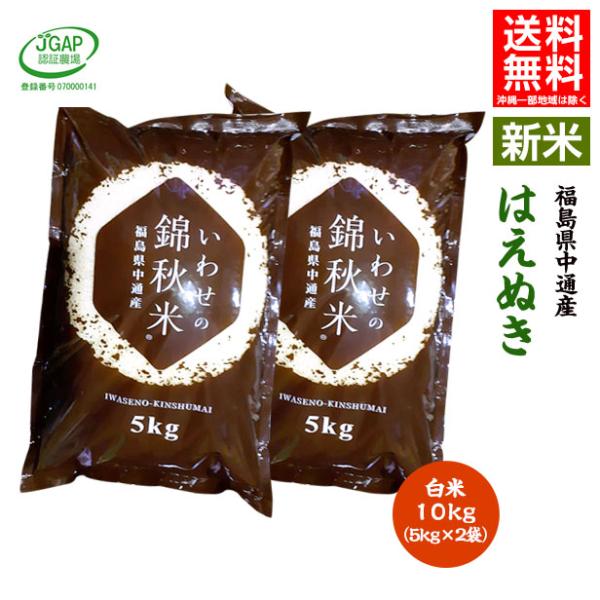 令和7年産 福島県 中通産 はえぬき 精白米 10kg (5kg×2袋) 小分け ふくしまプライド。...