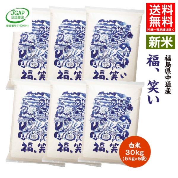 令和7年産 米 30kg 30キロ 玄米30kg(5kg×6袋) 送料無料 福島県 中通産 福、笑い...