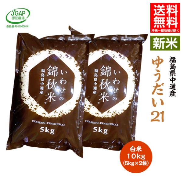 令和7年産 福島県 中通産 ゆうだい21 精白米 10kg (5kg×2袋)  小分け お米 JGA...