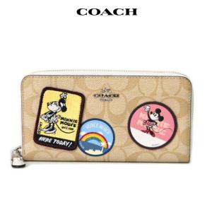 COACH コーチ 長財布 ディズニー ミニーコラボ シグネチャー パッチワーク アコーディオンジップ ラウンド ファスナー 29380