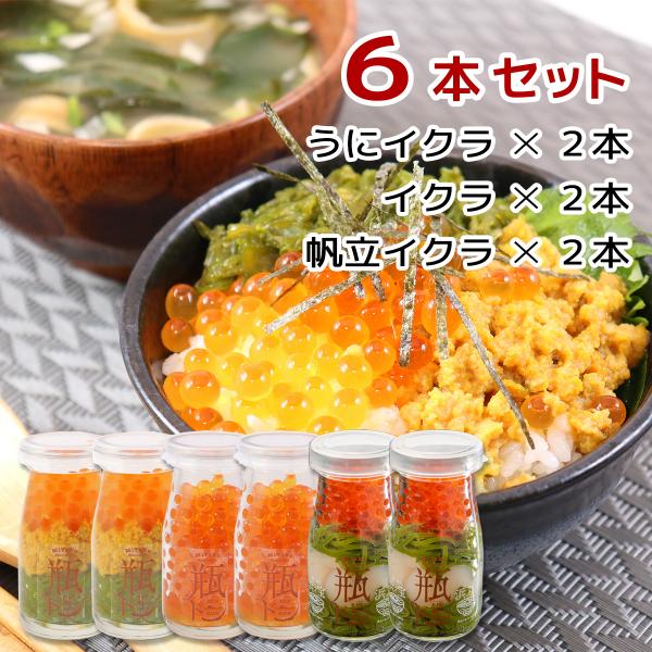 瓶ドン 岩手宮古名物 海鮮丼の具 3種・各2本セット（うにイクラ、イクラ、帆立イクラ）　冷凍　ビン丼...
