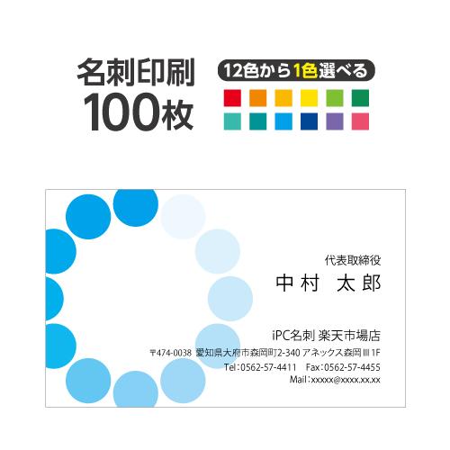 名刺印刷 100枚 名刺簡単作成【選べる12色】校正無料 ゆうパケット送料無料 2c009