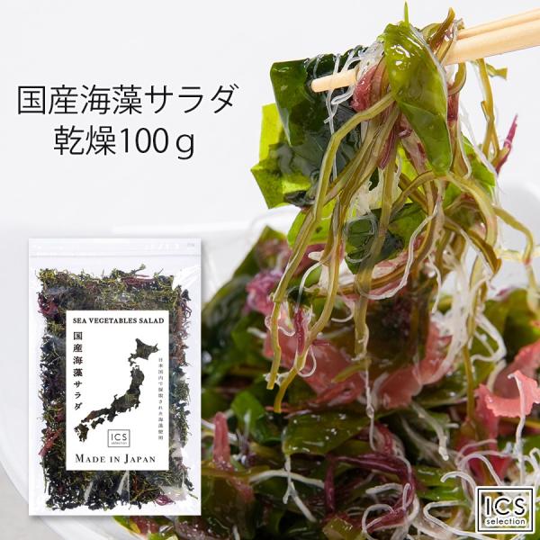 国産海藻サラダ 乾燥100g ICSselection  わかめ 茎わかめ 昆布 ふのり 赤とさか