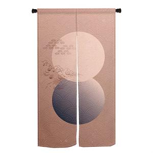 Qinunipoto のれん 和風 シンプル 波の柄 暖簾 幅72*丈120cm インテリア 目隠し おしゃれ すだれ 遮光 部屋 間仕切り ロング カーテン 麻調ポリエステル製 オー