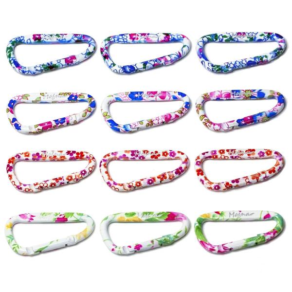 カラビナ かわいい 花柄 ４バリエーション カラーセット  12個セット (6cm)