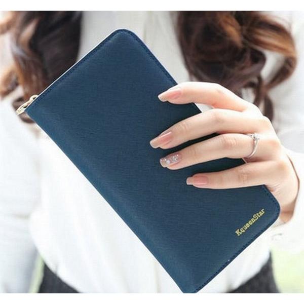 長財布 レディース 大容量 ５色 人気 (ダークブルー)