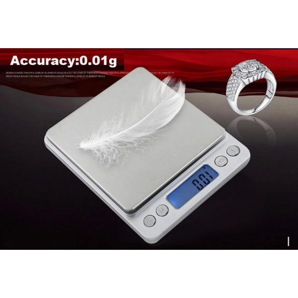 デジタル ジュエリー＆キッチン 精密スケール 500g/0.01g 風袋機能 異なるサイズのトレイ ...