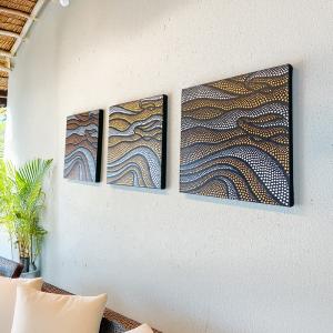 【40%OFFクーポン→7,128円】 ドットアート 絵画 インテリア 壁掛け アートパネル 北欧 モダン 3連 3枚 玄関 おしゃれ 抽象画 モダンアート バリ絵画 2