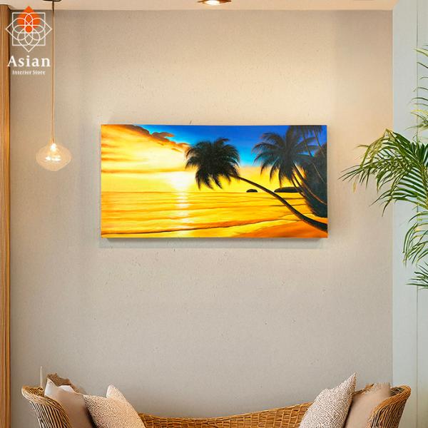 バリ 絵画 海の絵 海 インテリア 壁掛け おしゃれ 油絵 アートパネル アジアン 雑貨 サンセット...