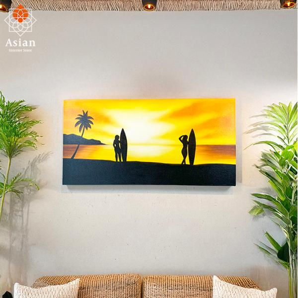 絵画 海の絵 海 波 アート 横長 夕日 風景画 インテリア 壁掛け 壁飾り おしゃれ アートパネル...