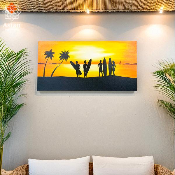 絵画 海の絵 海 波 アート 横長 夕日 風景画 インテリア 壁掛け 壁飾り おしゃれ アートパネル...