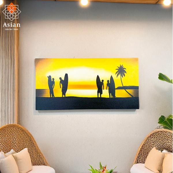 絵画 海の絵 海 波 アート 横長 夕日 風景画 インテリア 壁掛け 壁飾り おしゃれ アートパネル...