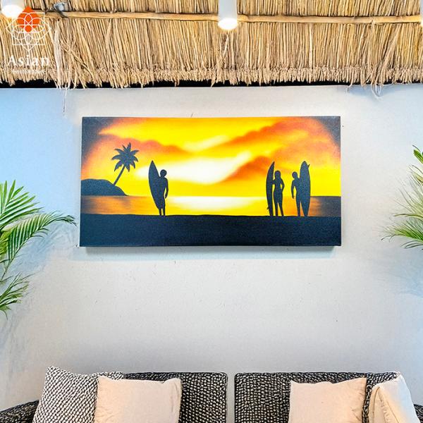 絵画 海の絵 海 波 アート 横長 夕日 風景画 インテリア 壁掛け 壁飾り おしゃれ アートパネル...