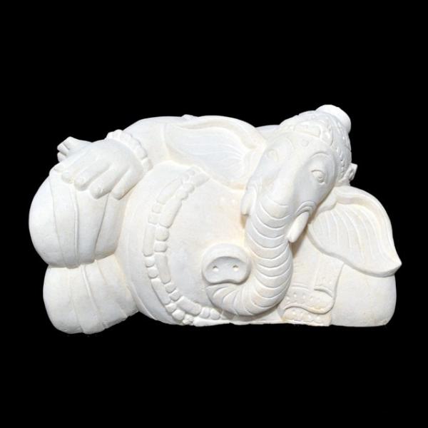 バリ島 アジアン雑貨 インテリア 石彫り ストーン 石像 寝転がり ガネーシャ 30cm A
