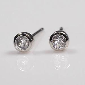 プラチナ ダイヤモンド ピアス 一粒 鑑定付 プラチナ・ダイヤモンド0.1ct（SIクラス・鑑別書カ...