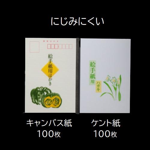 絵手紙用はがき にじみにくい キャンバス紙100枚 ケント紙100枚