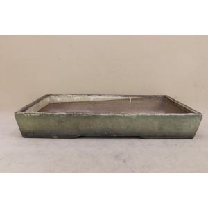 盆栽鉢】 時代鉢 古瀬戸 青磁長方鉢（左右19.5cm 無傷）いよじ園