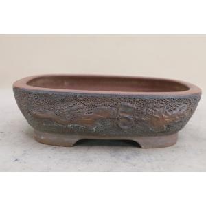 盆栽鉢】 時代鉢 古瀬戸 青磁長方鉢（左右19.5cm 無傷）いよじ園