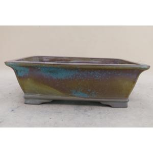 盆栽鉢】 時代鉢 古瀬戸 青磁長方鉢（左右19.5cm 無傷）いよじ園