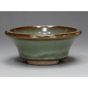 盆栽鉢】 時代鉢 古瀬戸 青磁丸鉢（径26cm 無傷）いよじ園